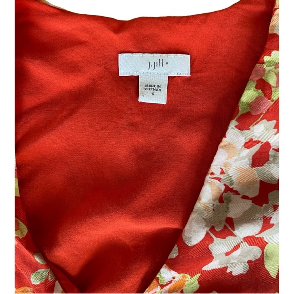J.Jill Red Floral Wrap Mini Short Sleeve dress size S - Picture 8 of 16